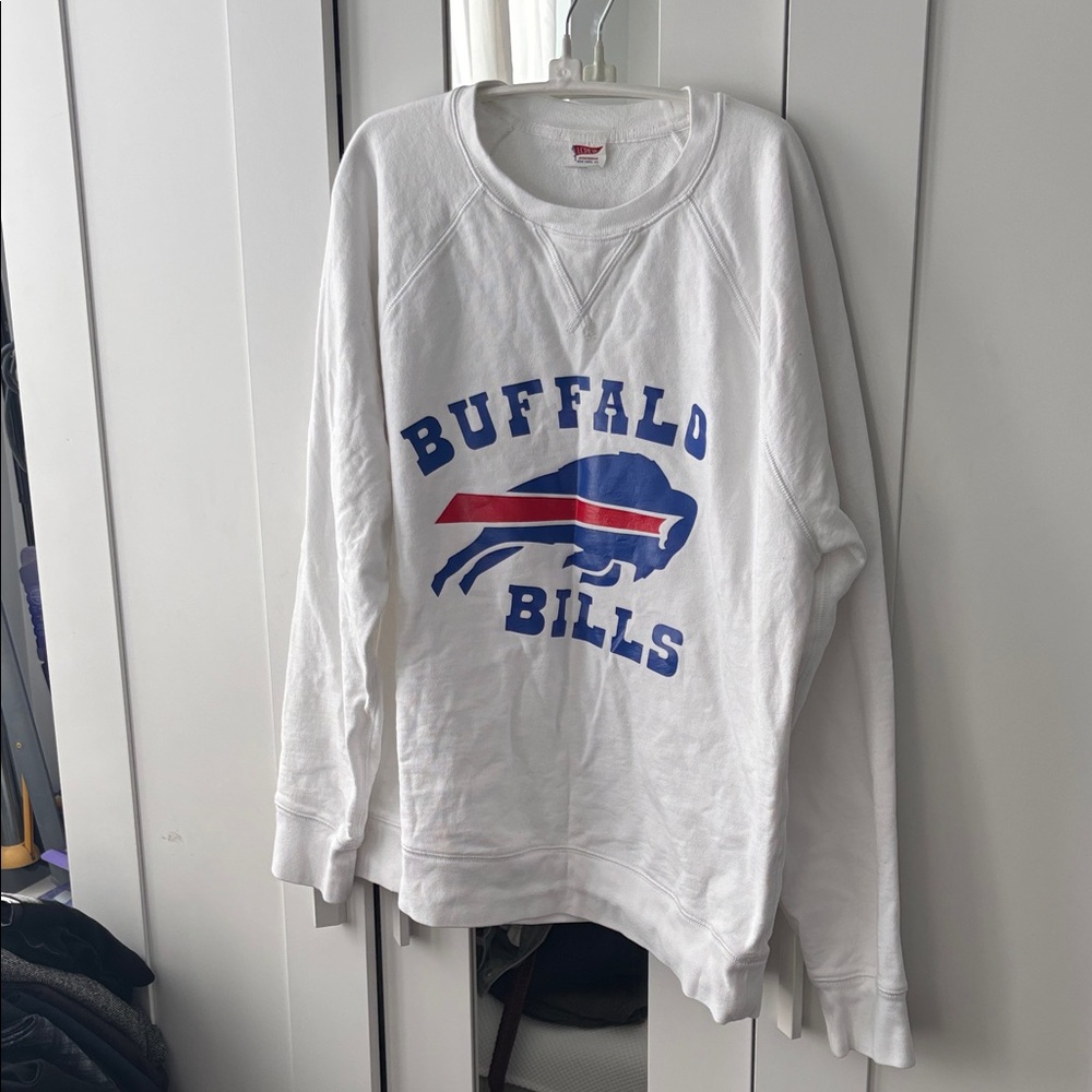 Men’s Re-Imagined by J Crew Buffalo Bills Sweatshirt Large White Blue Red
